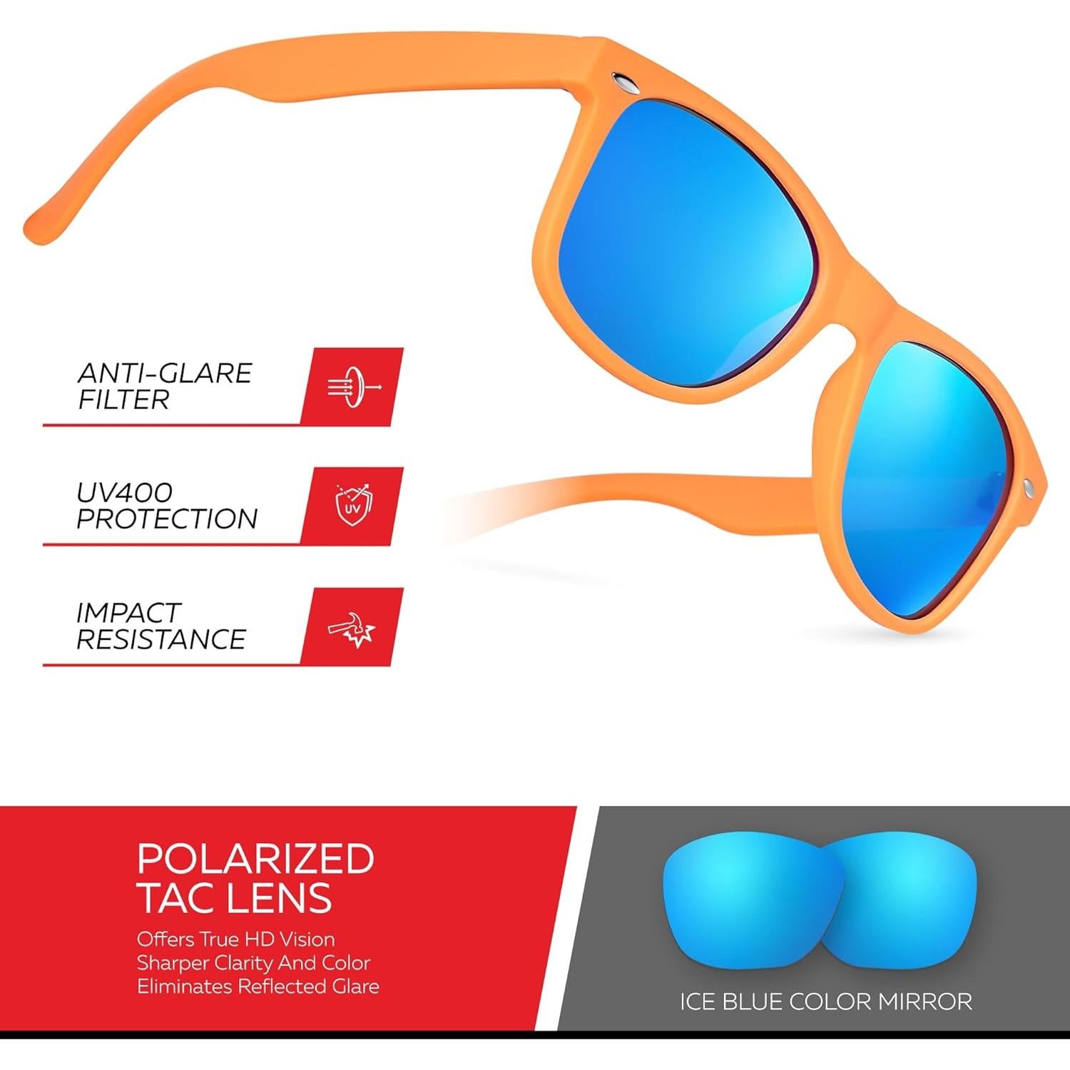 Gafas de sol polarizadas Retro Rewind unisex UV400 Naranja