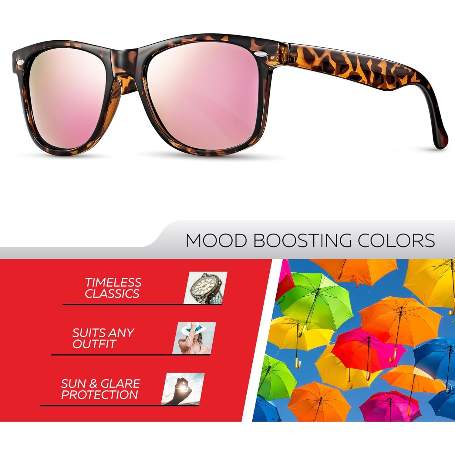 Gafas de sol polarizadas Retro Rewind unisex UV400 - Tortuga Brillante