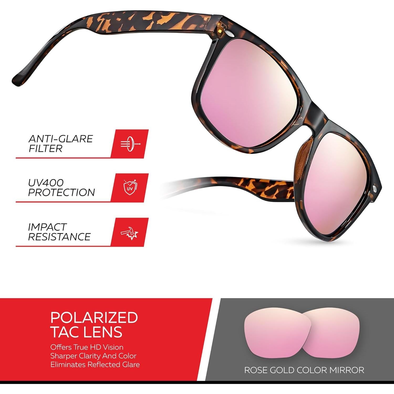 Gafas de sol polarizadas Retro Rewind unisex UV400 - Tortuga Brillante