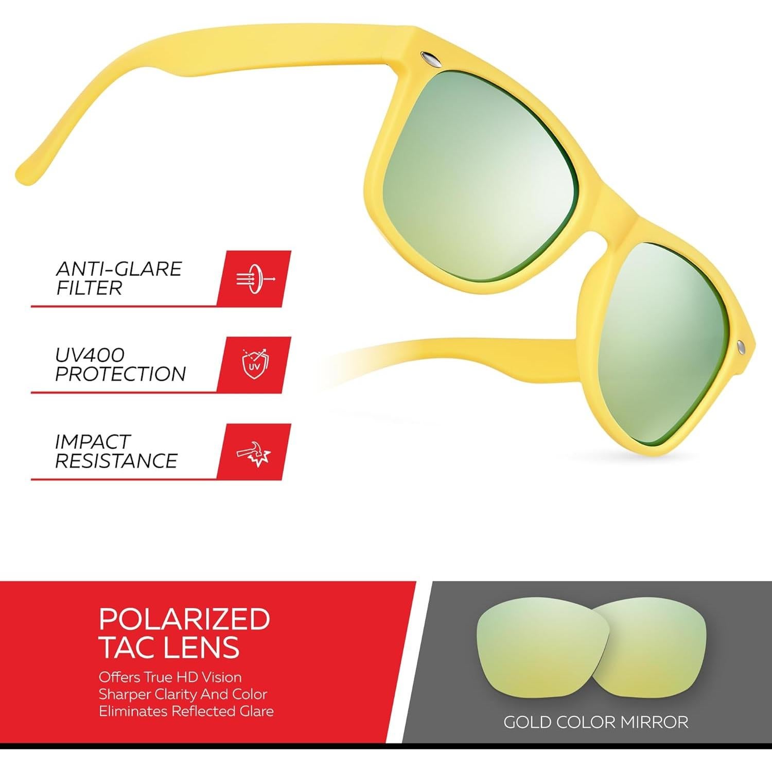 Gafas de sol polarizadas Retro Rewind unisex UV400 - Amarillo mate