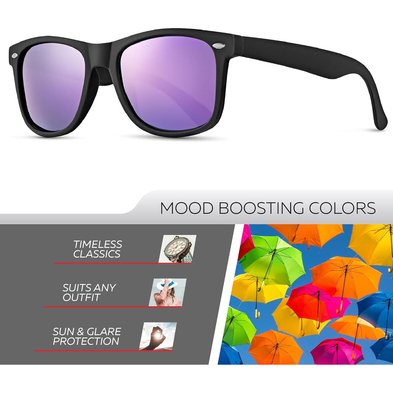 Gafas de sol polarizadas Retro Rewind unisex UV400 - Negro mate