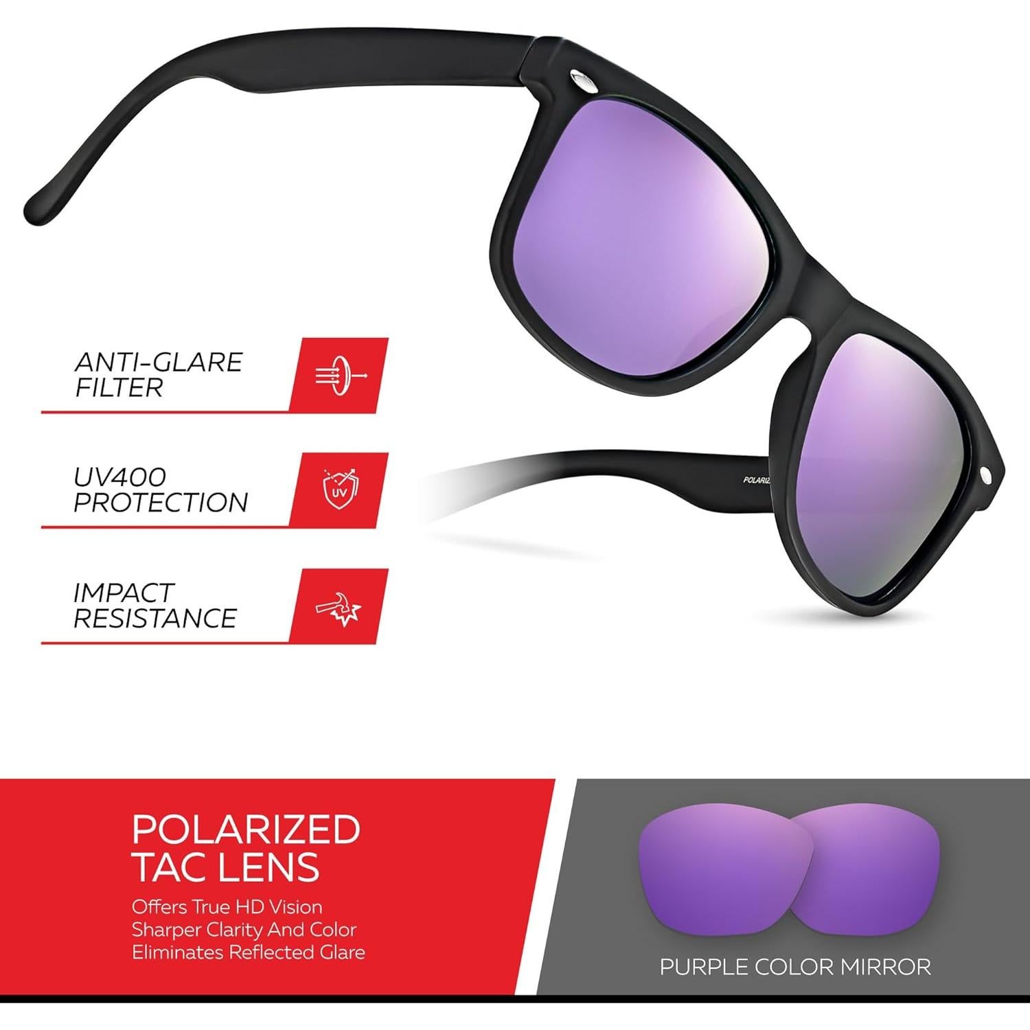 Gafas de sol polarizadas Retro Rewind unisex UV400 - Negro mate