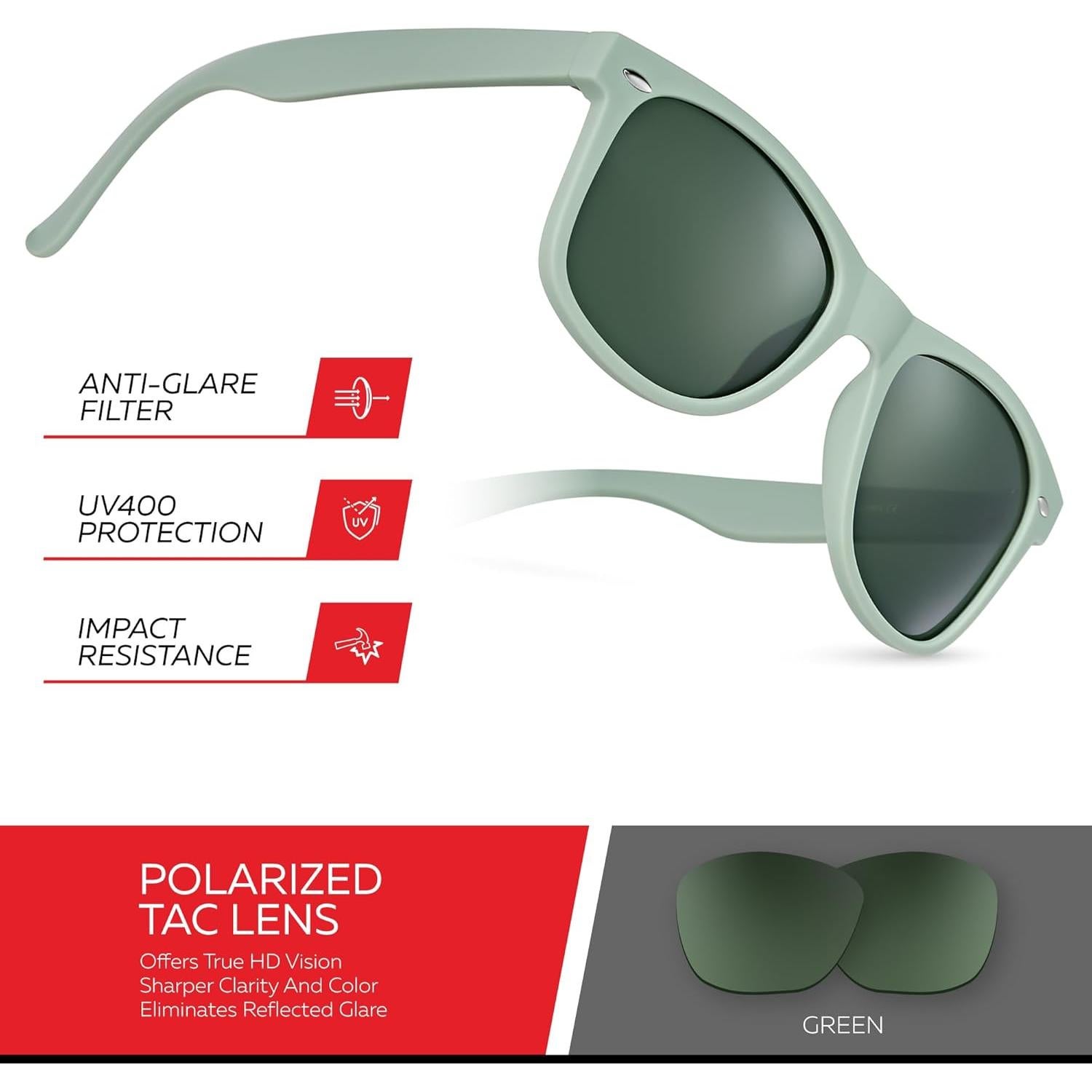 Gafas de sol polarizadas Retro Rewind unisex UV400 gris oliva