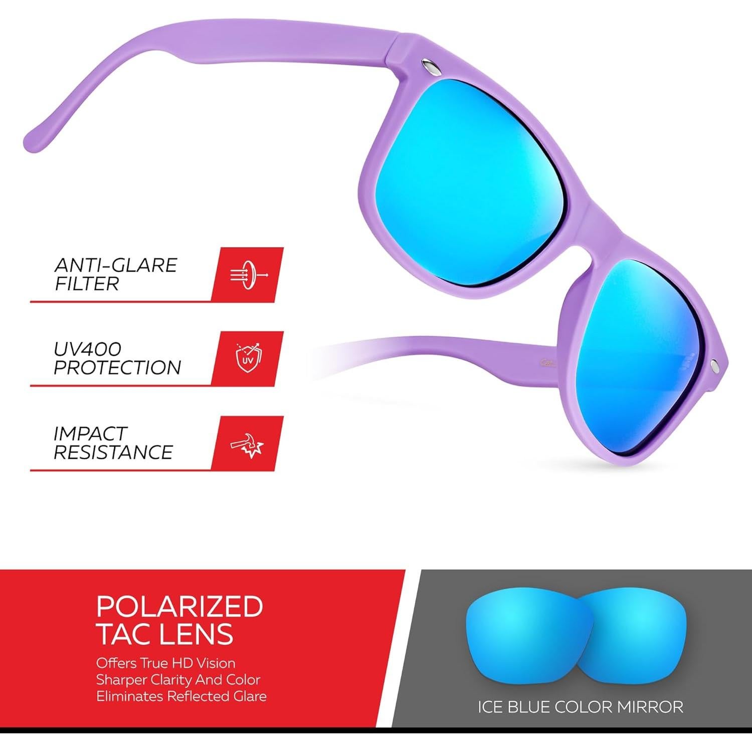 Gafas de sol polarizadas Retro Rewind unisex UV400 - Lavanda mate