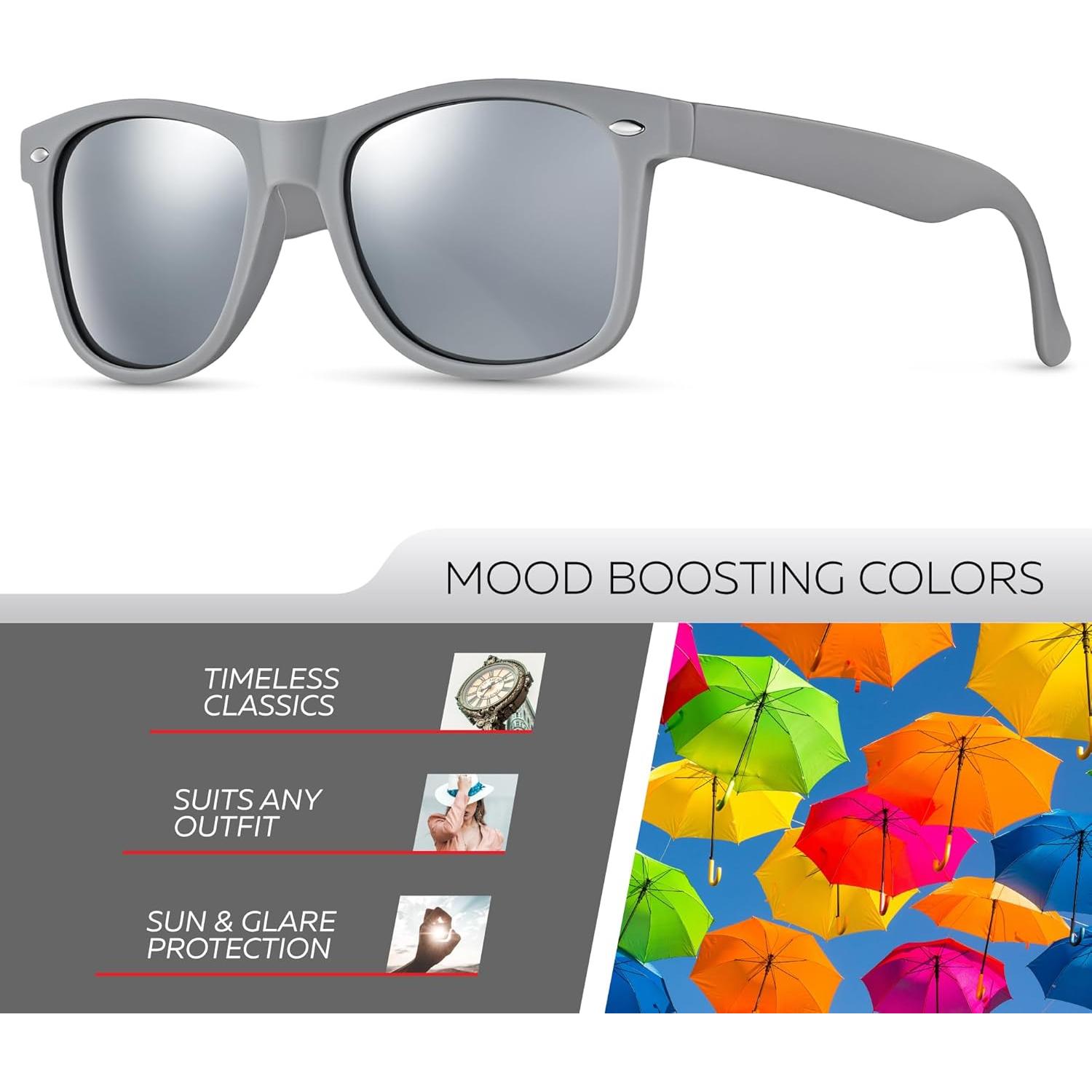 Gafas de sol polarizadas Retro Rewind unisex UV400 gris mate