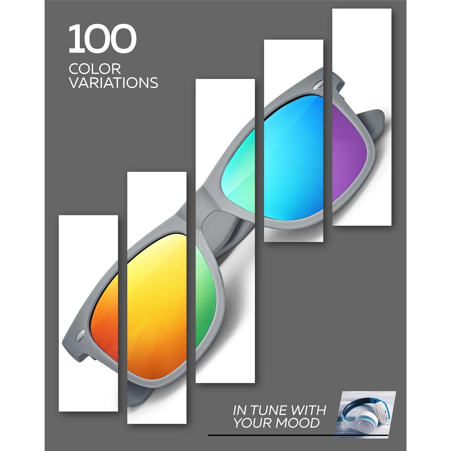 Gafas de sol polarizadas Retro Rewind unisex UV400 gris mate