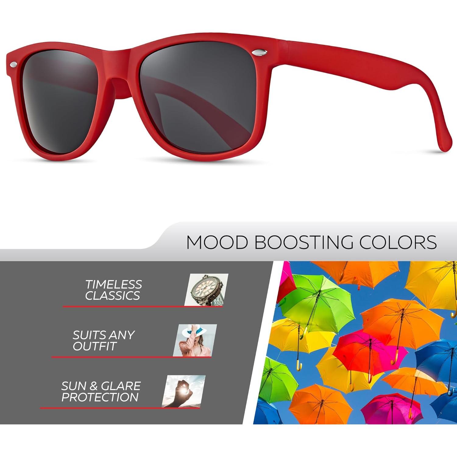 Gafas de sol polarizadas Retro Rewind unisex UV400 - Rojo mate