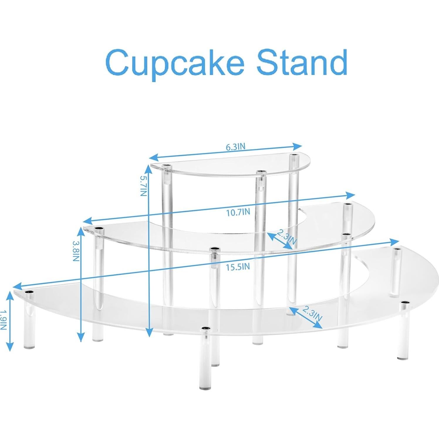 Soporte Acrílico para Cupcakes HENABLE 3 Niveles 39.37x19.56cm