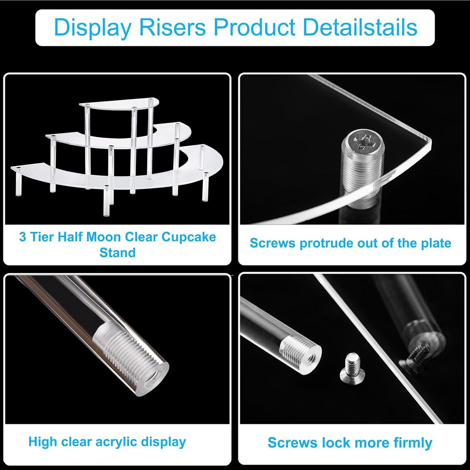 Soporte Acrílico para Cupcakes HENABLE 3 Niveles 39.37x19.56cm