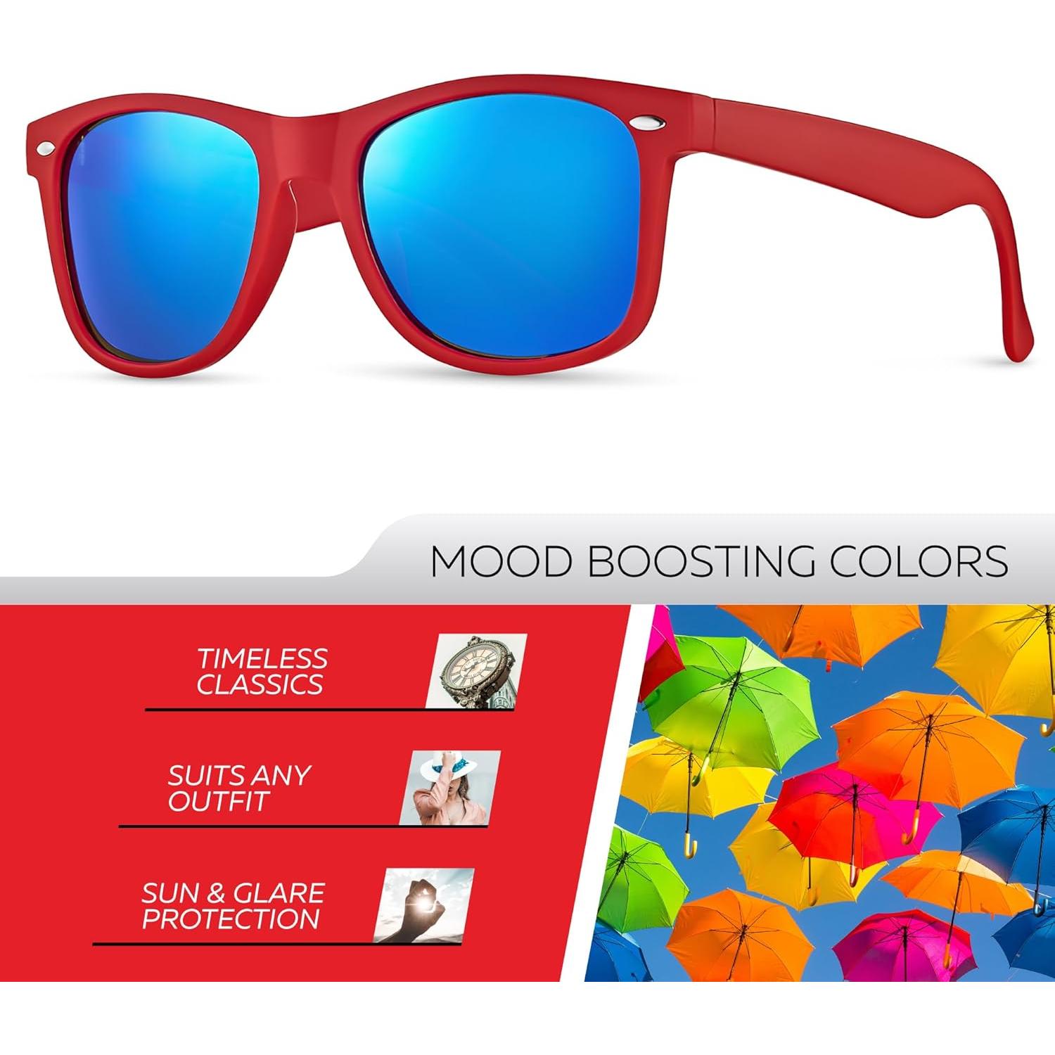 Gafas de sol polarizadas Retro Rewind unisex UV400 - Rojo mate