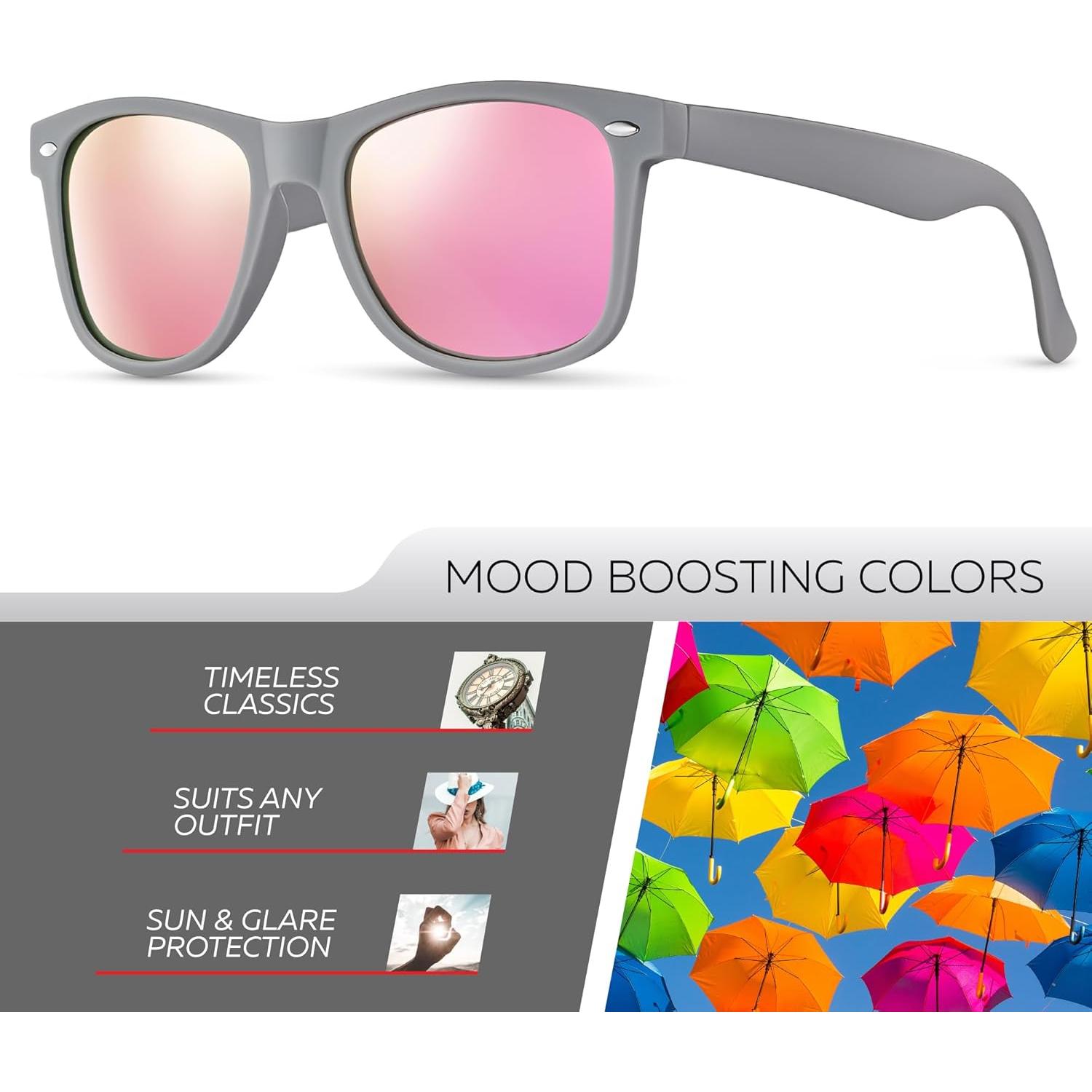 Gafas de sol polarizadas Retro Rewind unisex UV400 - Gris mate