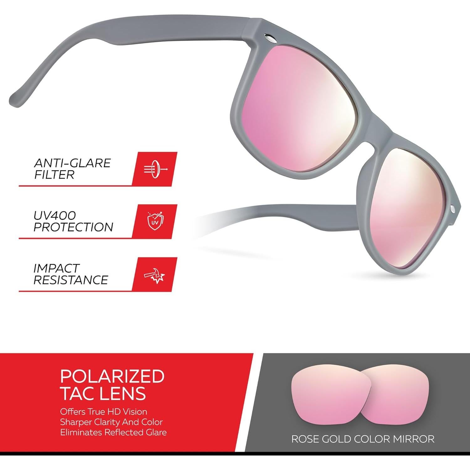 Gafas de sol polarizadas Retro Rewind unisex UV400 - Gris mate
