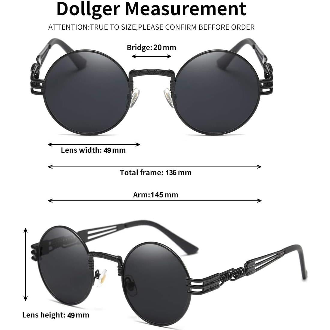 Gafas de sol redondas Dollger estilo Steampunk UV400