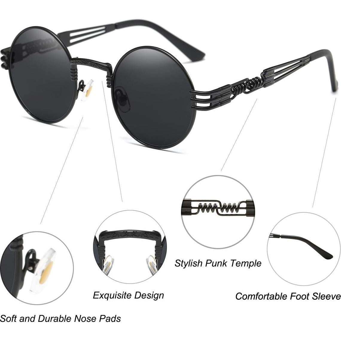 Gafas de sol redondas Dollger estilo Steampunk UV400