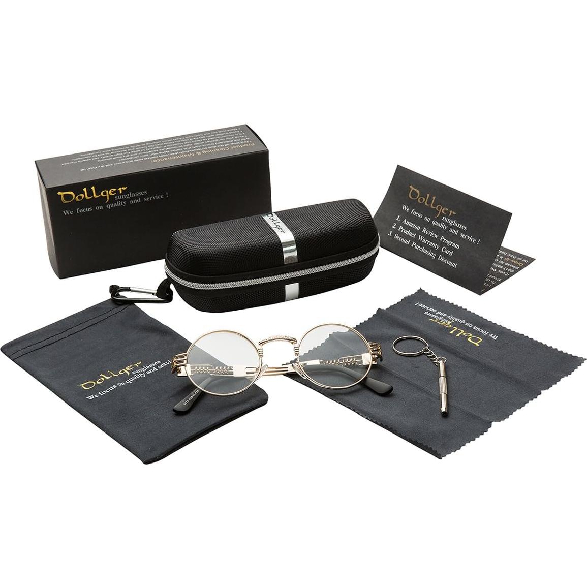 Gafas de sol redondas Dollger Steampunk con marco dorado