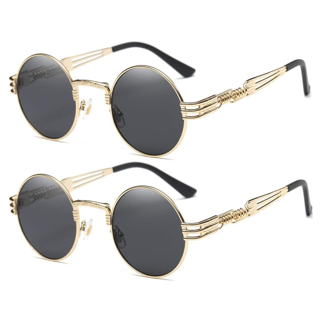 Gafas de Sol Steampunk Dollger Redondas con Lentes Negros