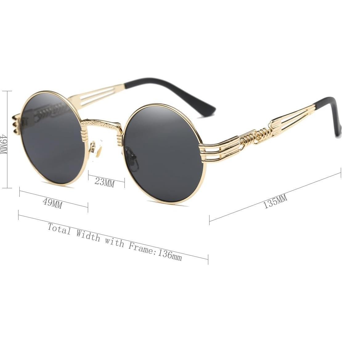 Gafas de Sol Steampunk Dollger Redondas con Lentes Negros