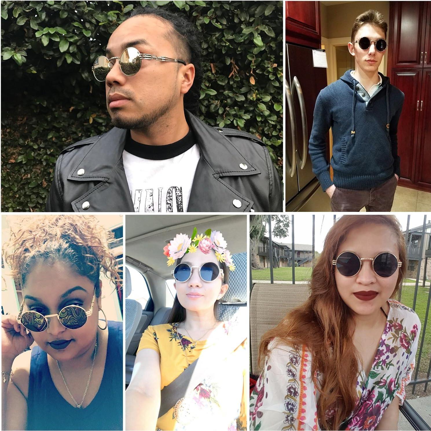 Gafas de sol redondas Dollger estilo Steampunk con lentes espejo