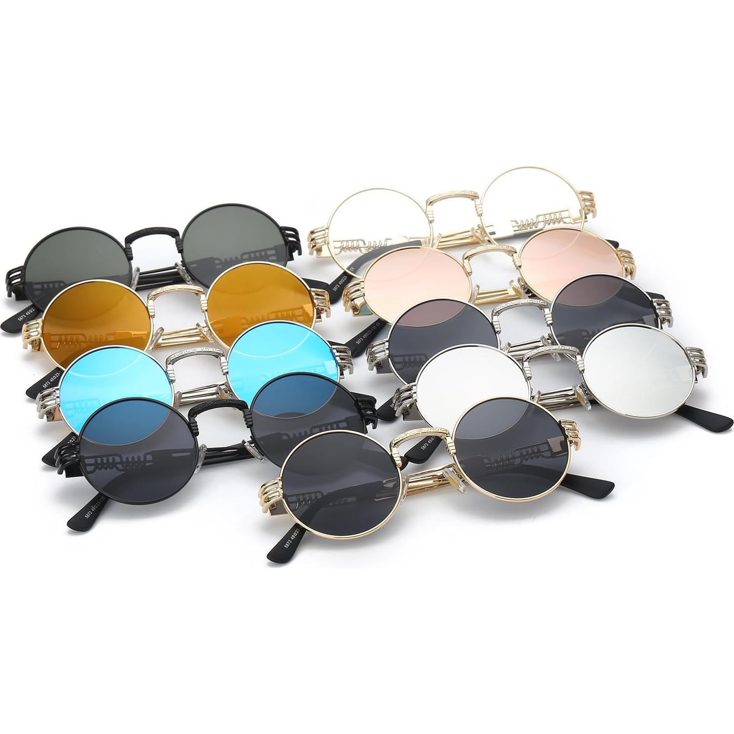 Gafas de sol redondas Dollger estilo Steampunk con lentes espejo