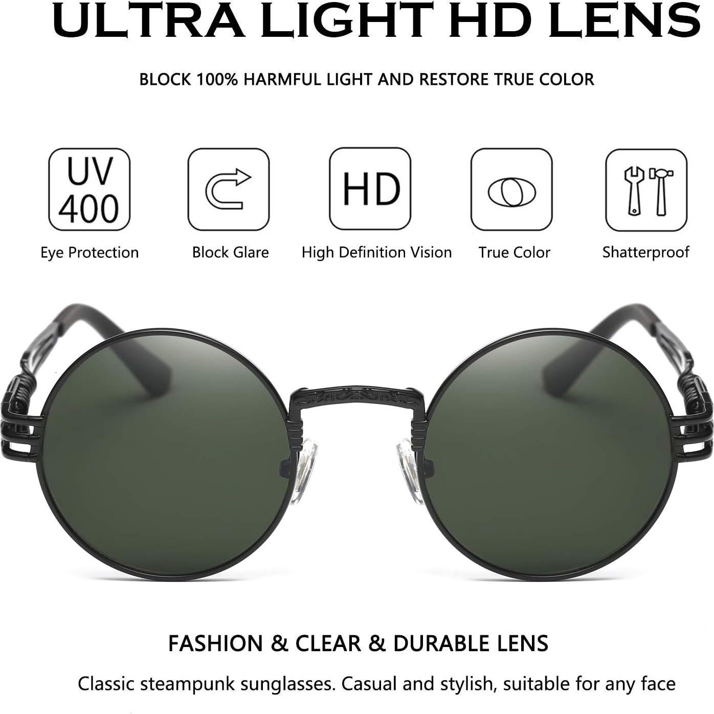 Gafas de sol redondas Dollger con marco metálico UV400