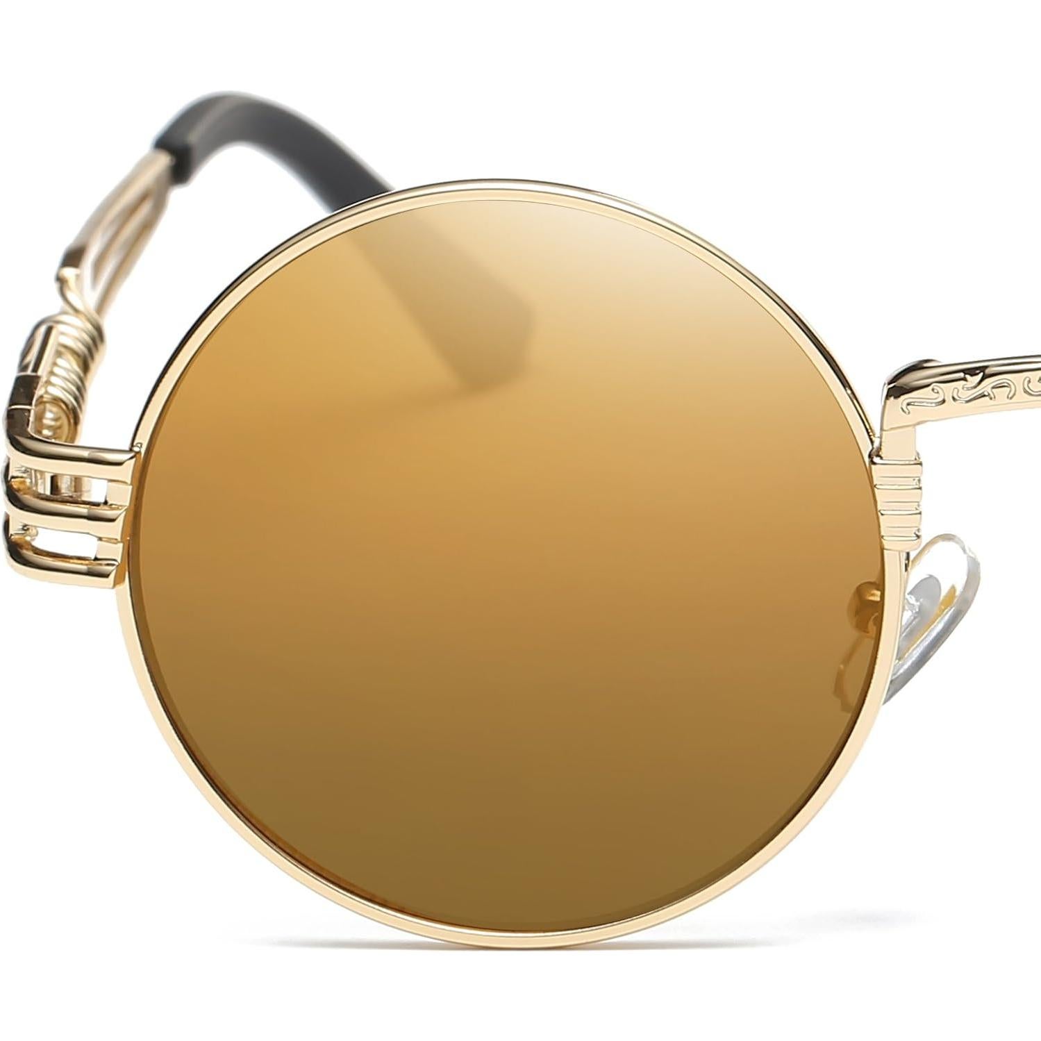 Gafas de sol redondas Dollger con marco dorado y lentes espejo