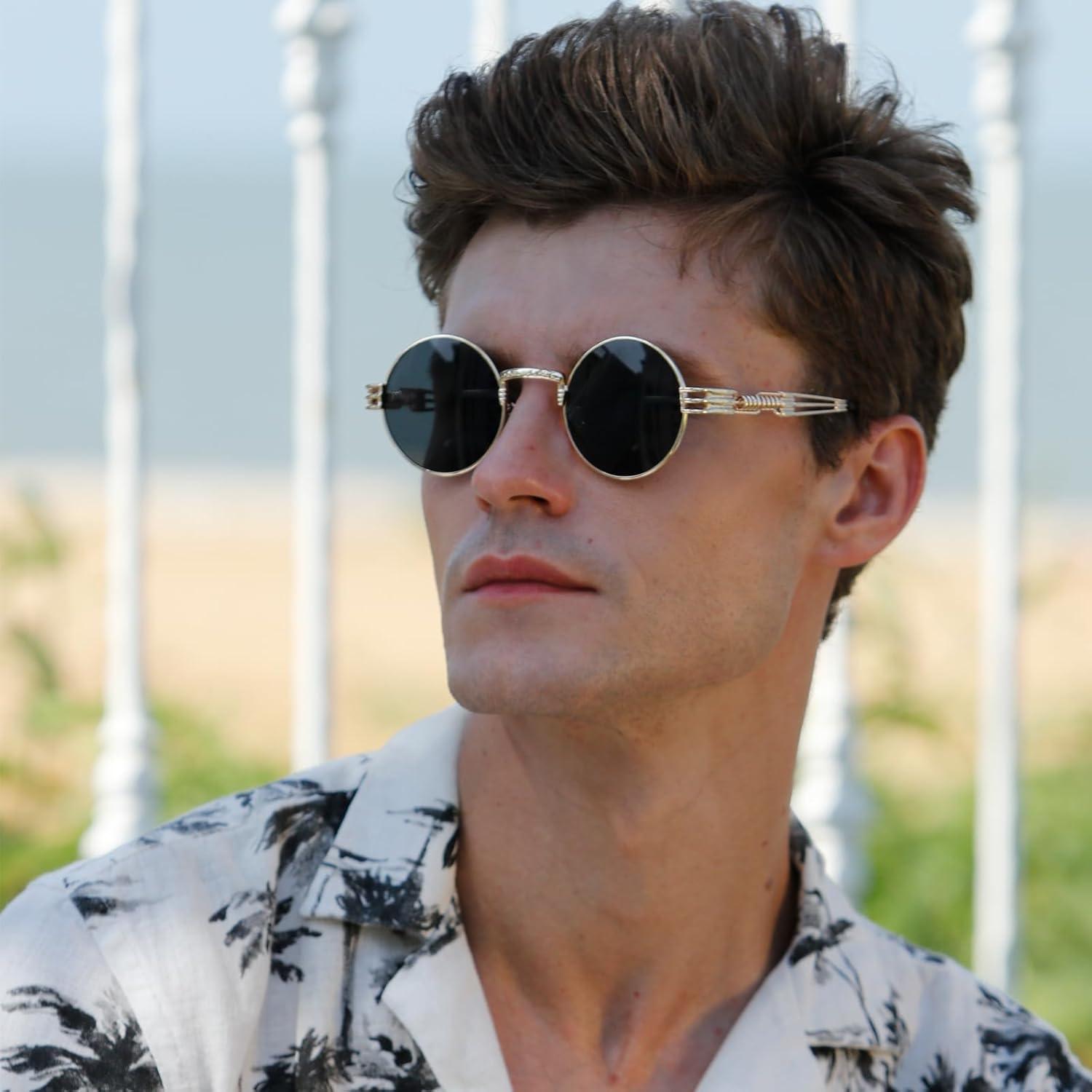 Gafas de sol redondas Dollger Steampunk con marco metálico