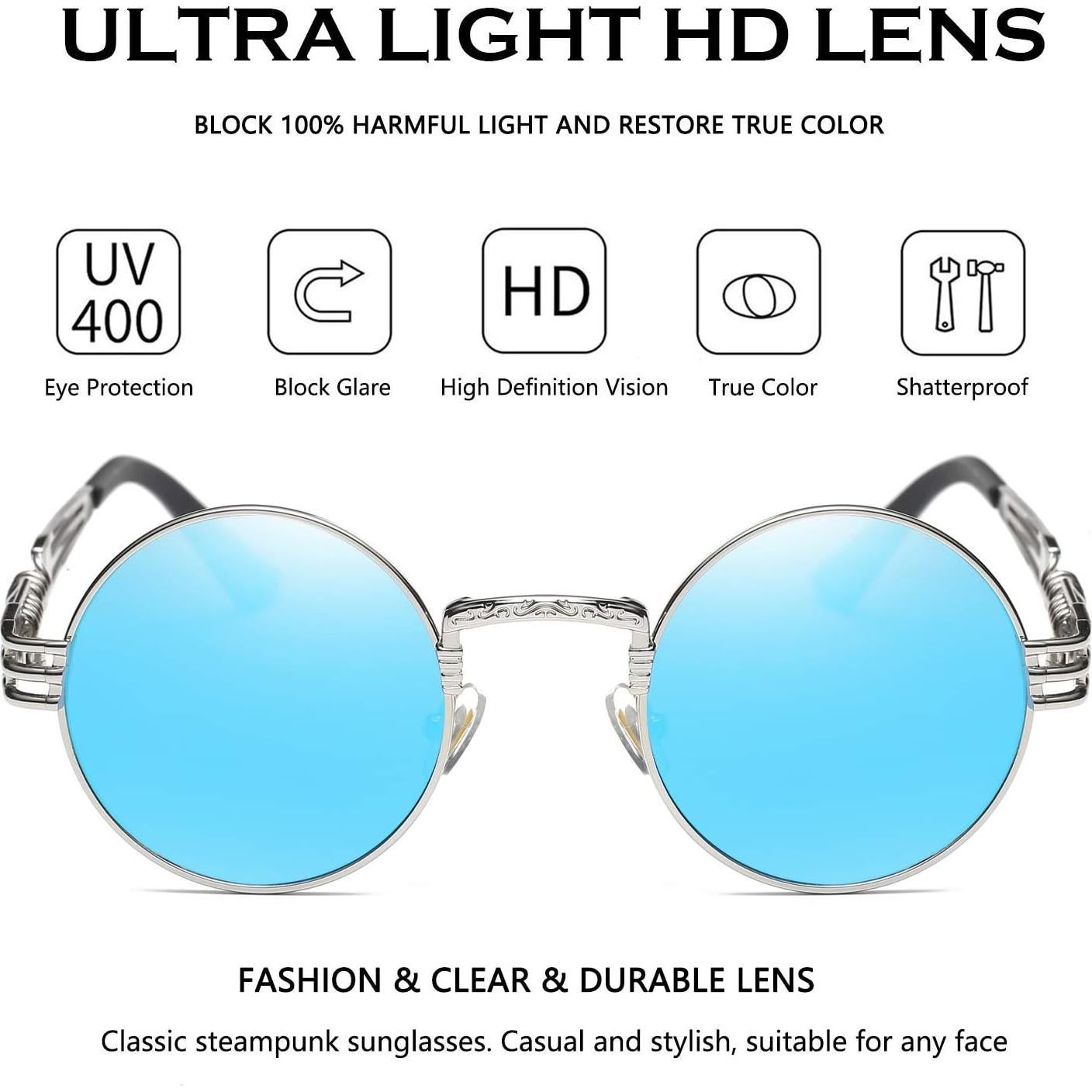 Gafas de sol redondas Dollger con marco metálico y lentes UV