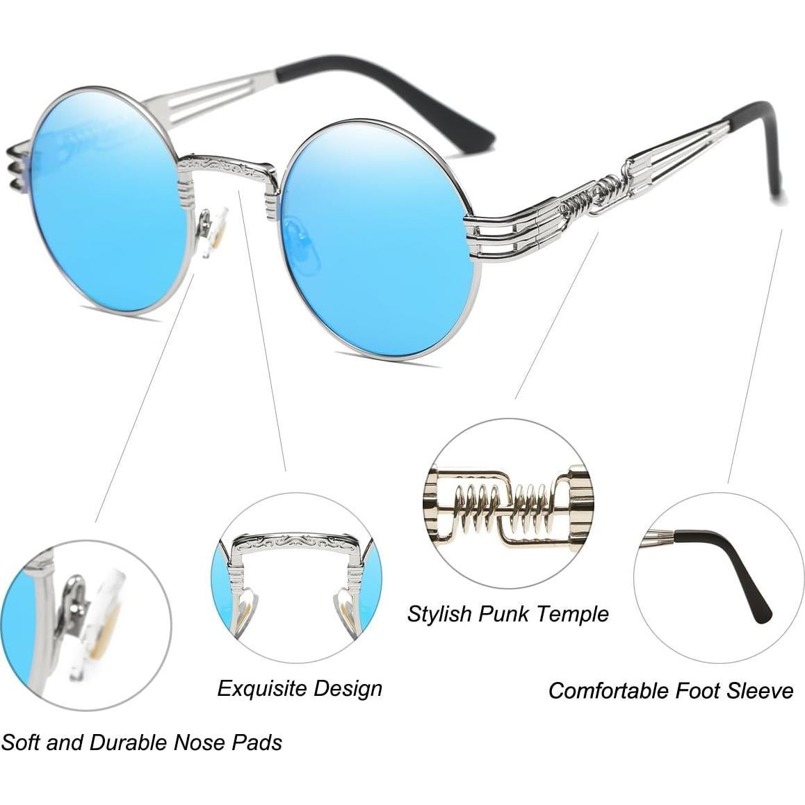 Gafas de sol redondas Dollger con marco metálico y lentes UV