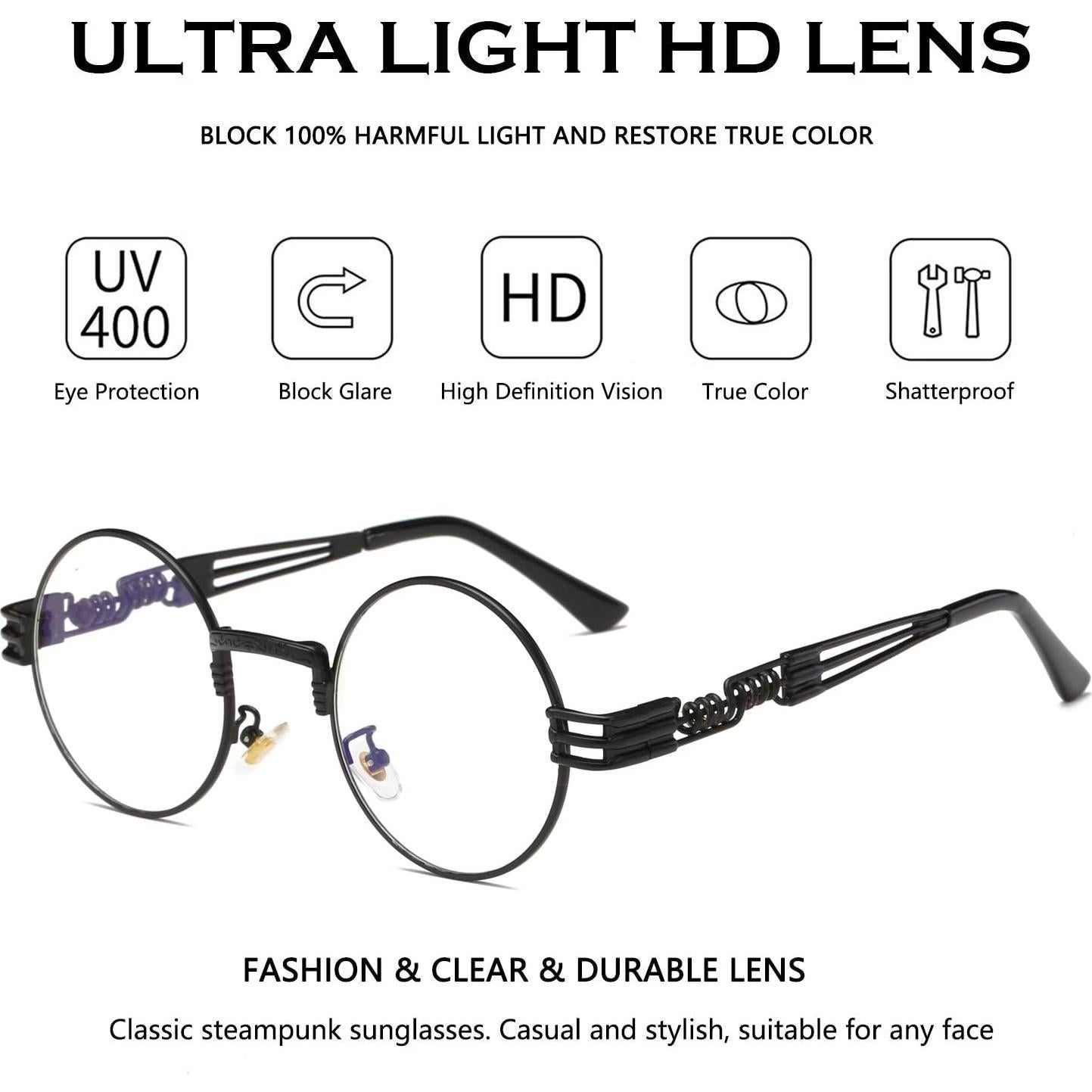 Gafas de Sol Redondas Dollger Steampunk con Lente Transparente