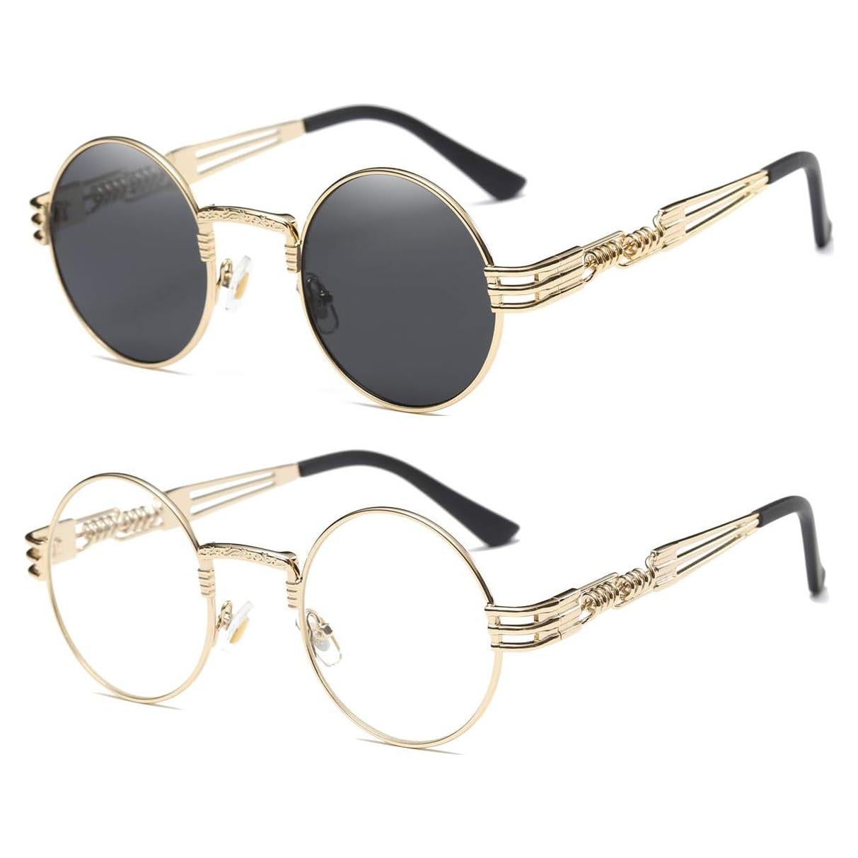 Gafas de sol redondas Dollger Steampunk con lentes UV