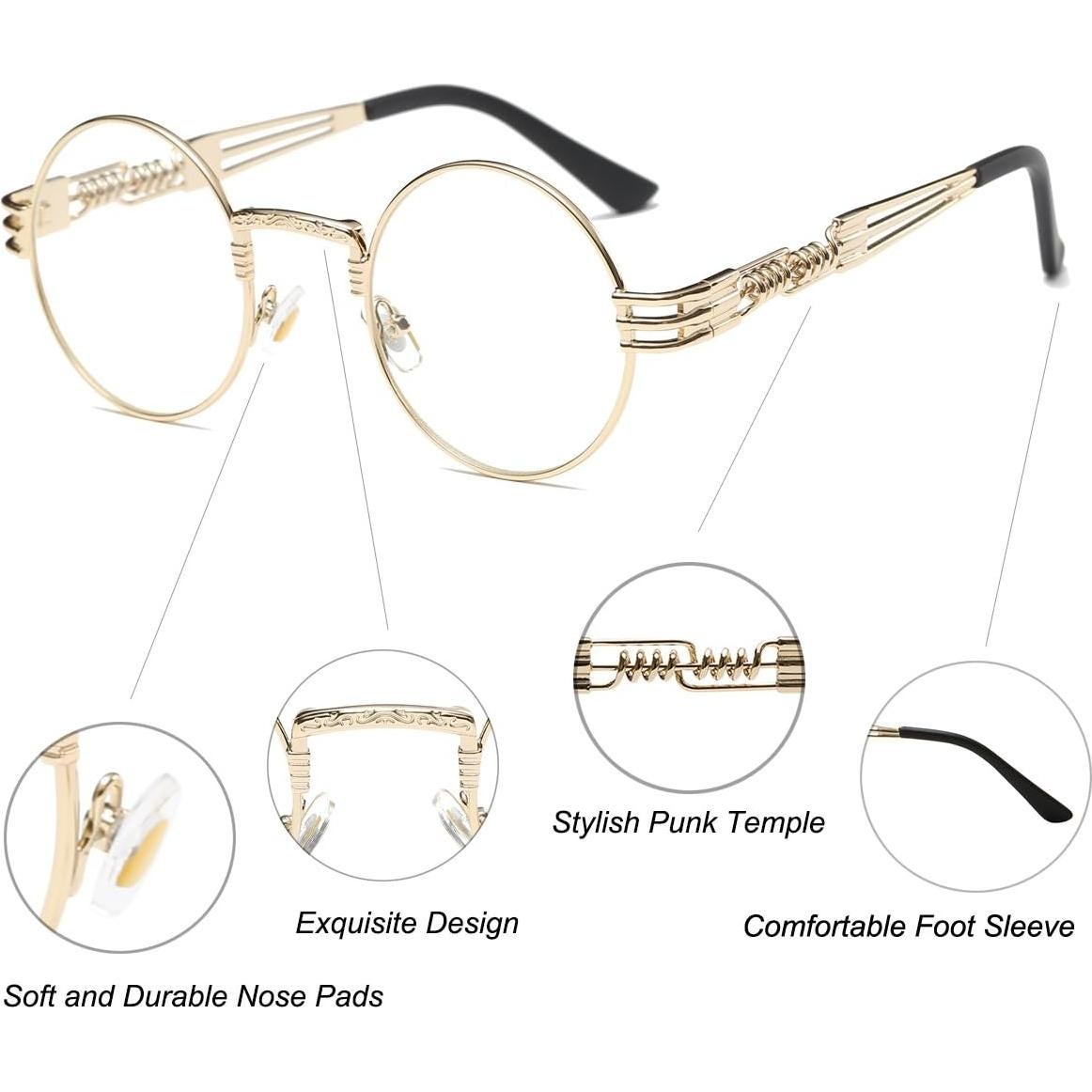 Gafas de sol redondas Dollger Steampunk con lentes UV