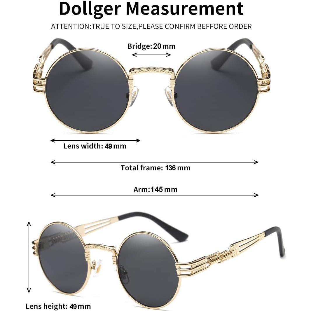 Gafas de sol redondas Dollger Steampunk con lentes UV