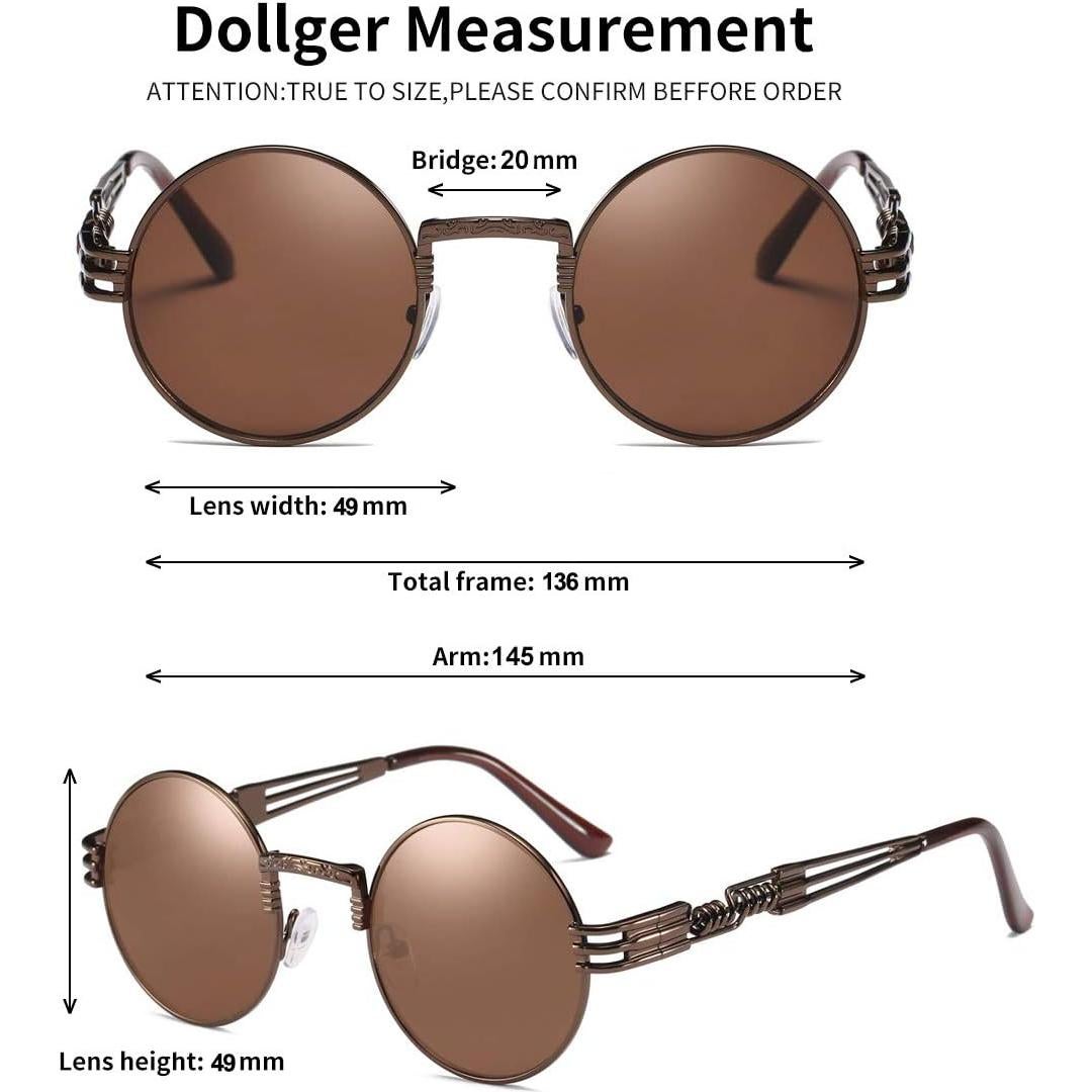 Gafas de sol redondas Dollger estilo Steampunk con marco metal