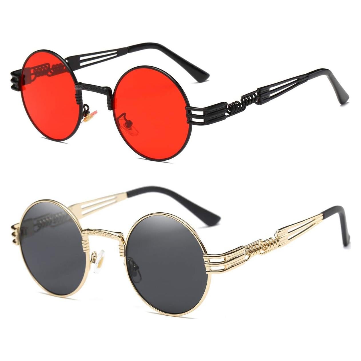 Gafas de sol redondas Dollger estilo Steampunk con lentes UV