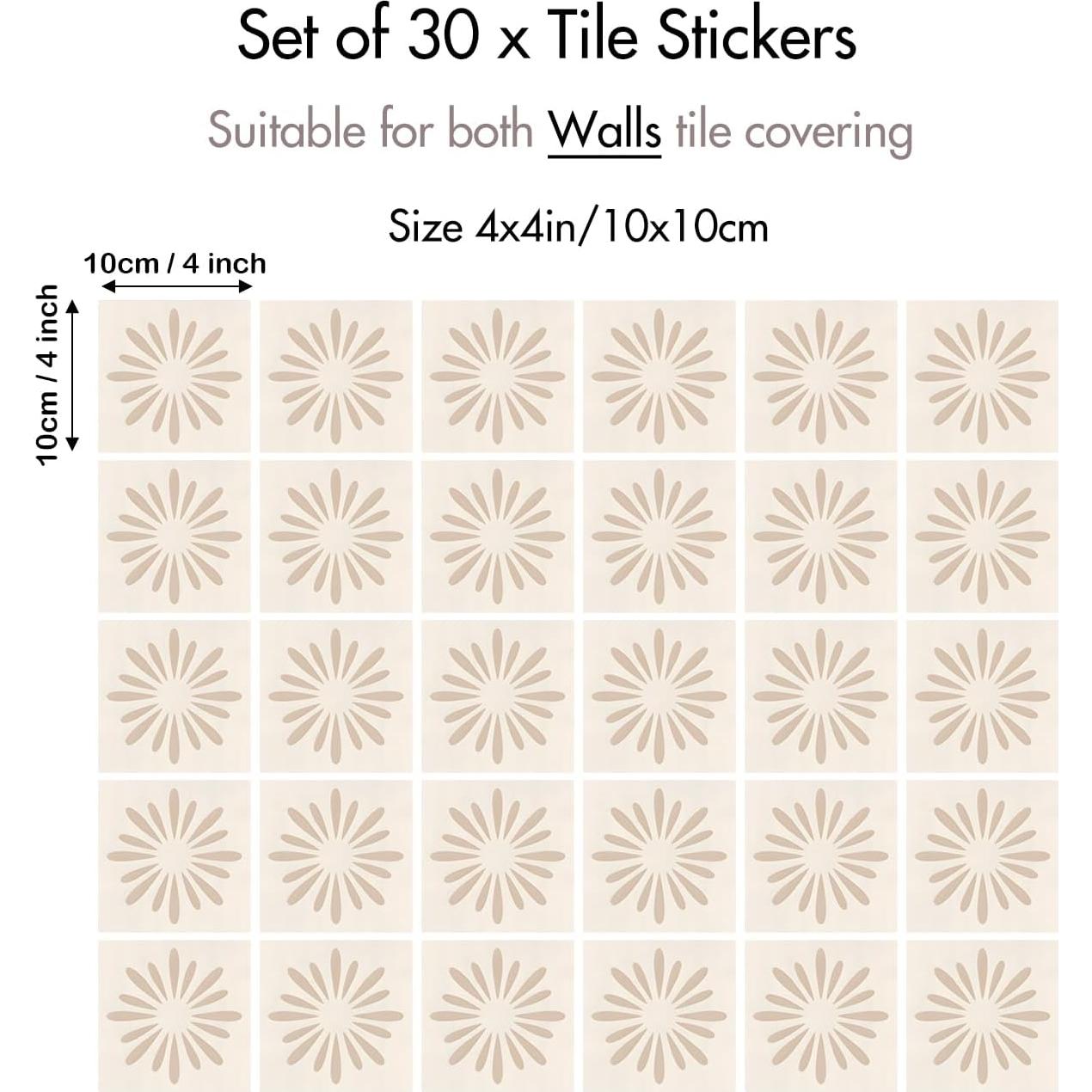 30 Calcomanías Geométricas Neutras meihea 10x10 cm para Paredes