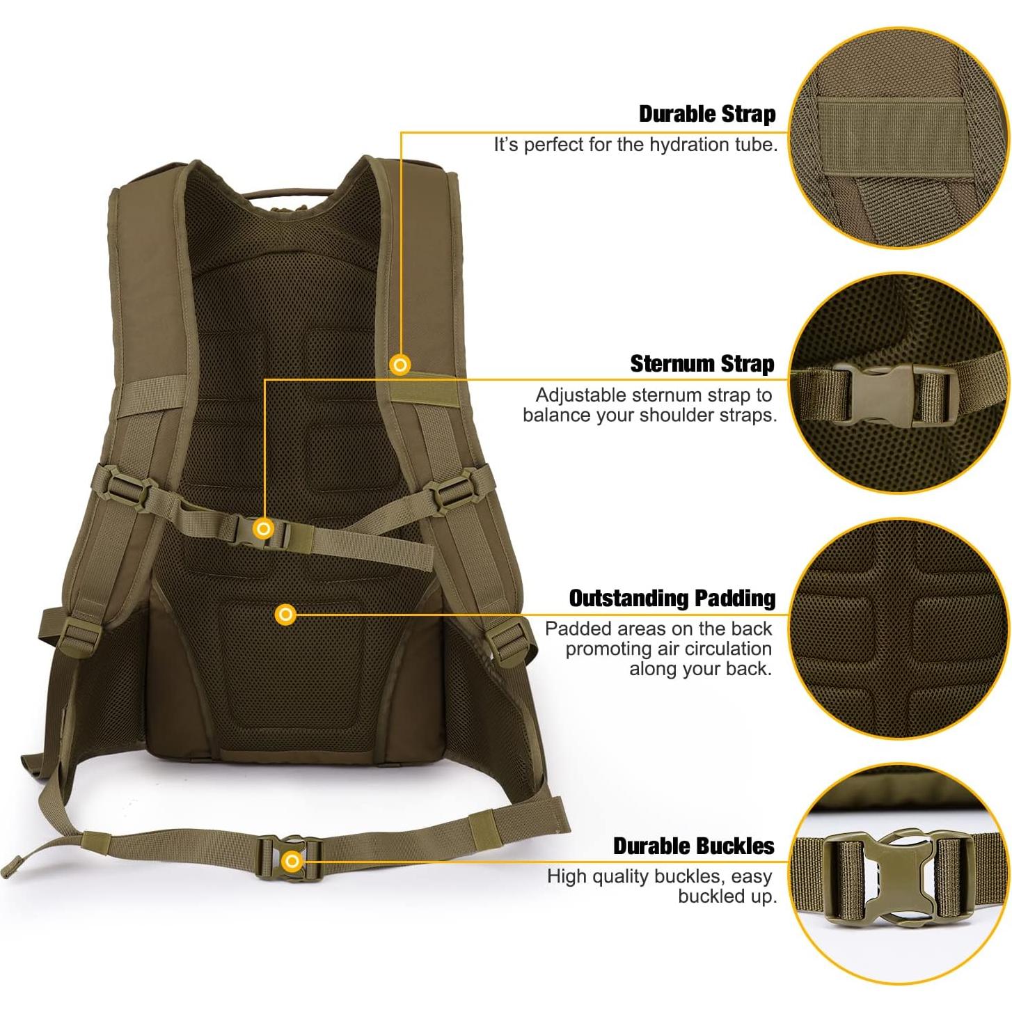 Mochila Táctica Mardingtop 35L para Senderismo Caqui