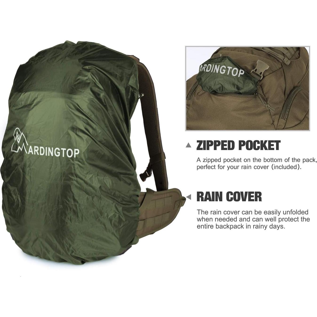 Mochila Táctica Mardingtop 35L para Senderismo Caqui