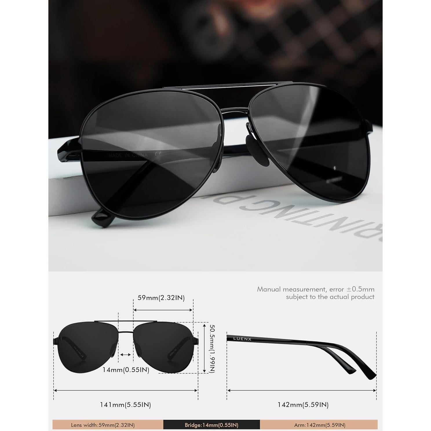 Gafas de sol LUENX Aviador polarizadas UV400 para hombres