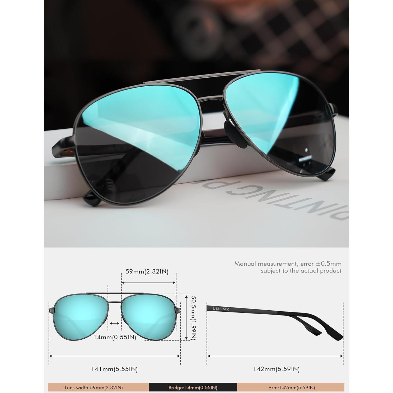 Gafas de sol LUENX Aviador polarizadas UV400 para hombres