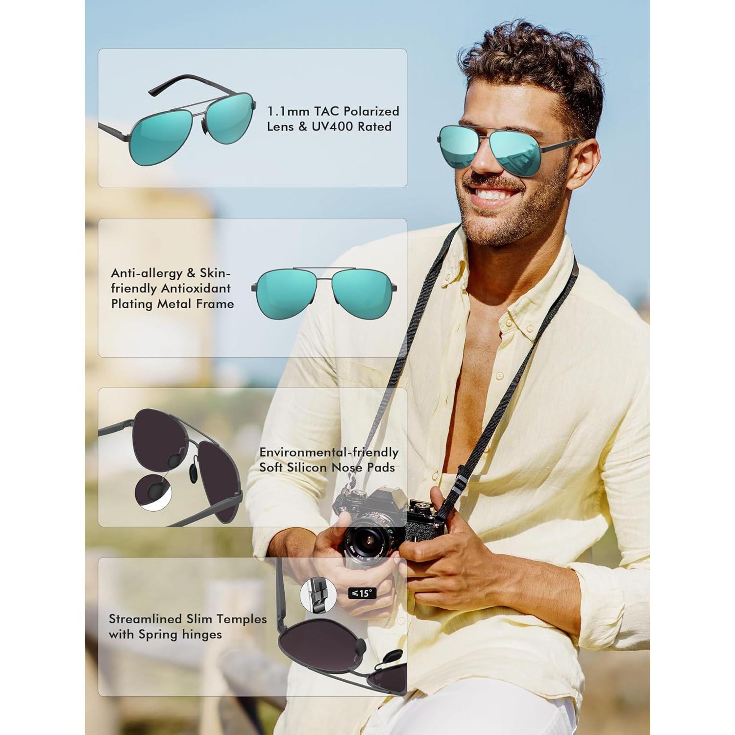 Gafas de sol LUENX Aviador polarizadas UV400 para hombres