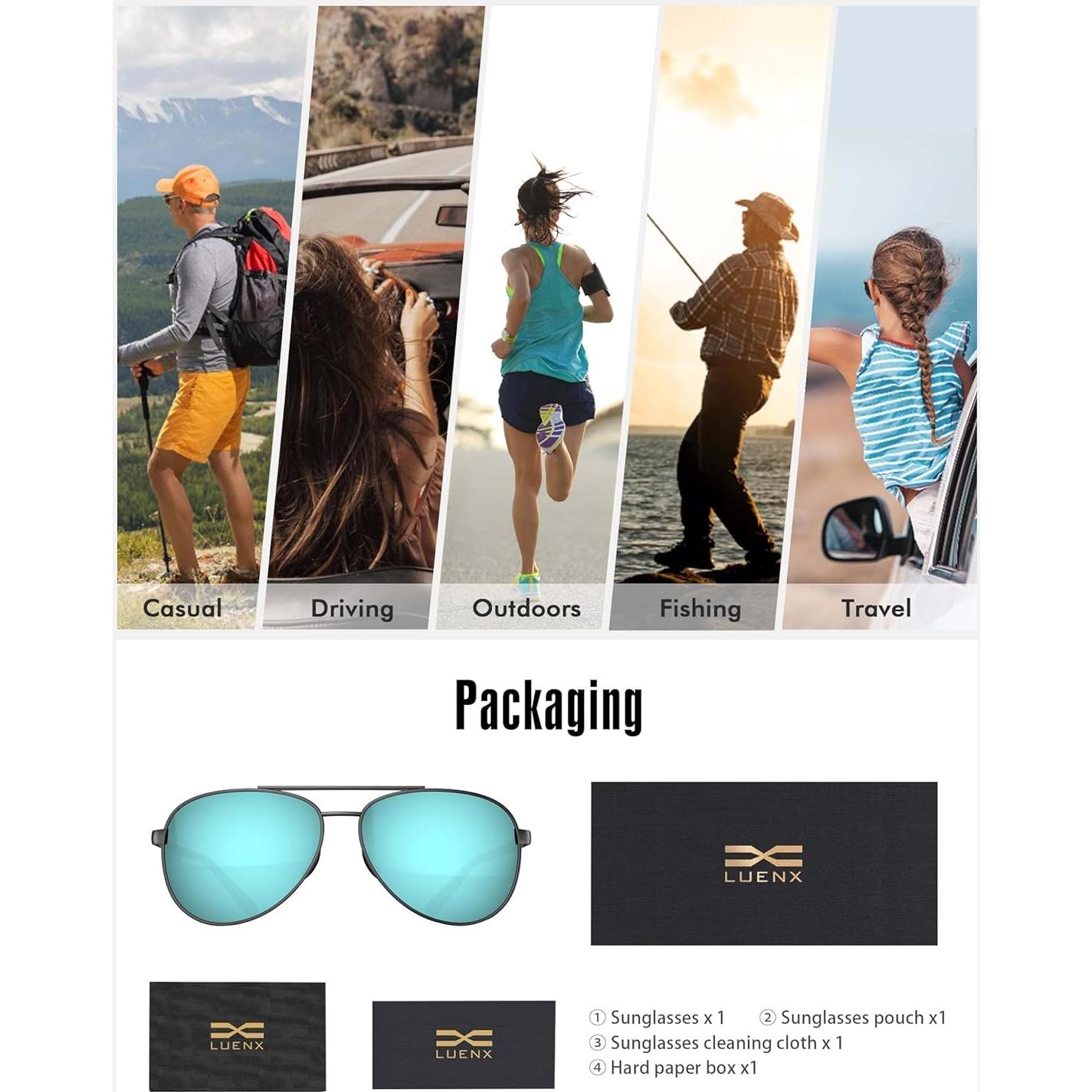 Gafas de sol LUENX Aviador polarizadas UV400 para hombres