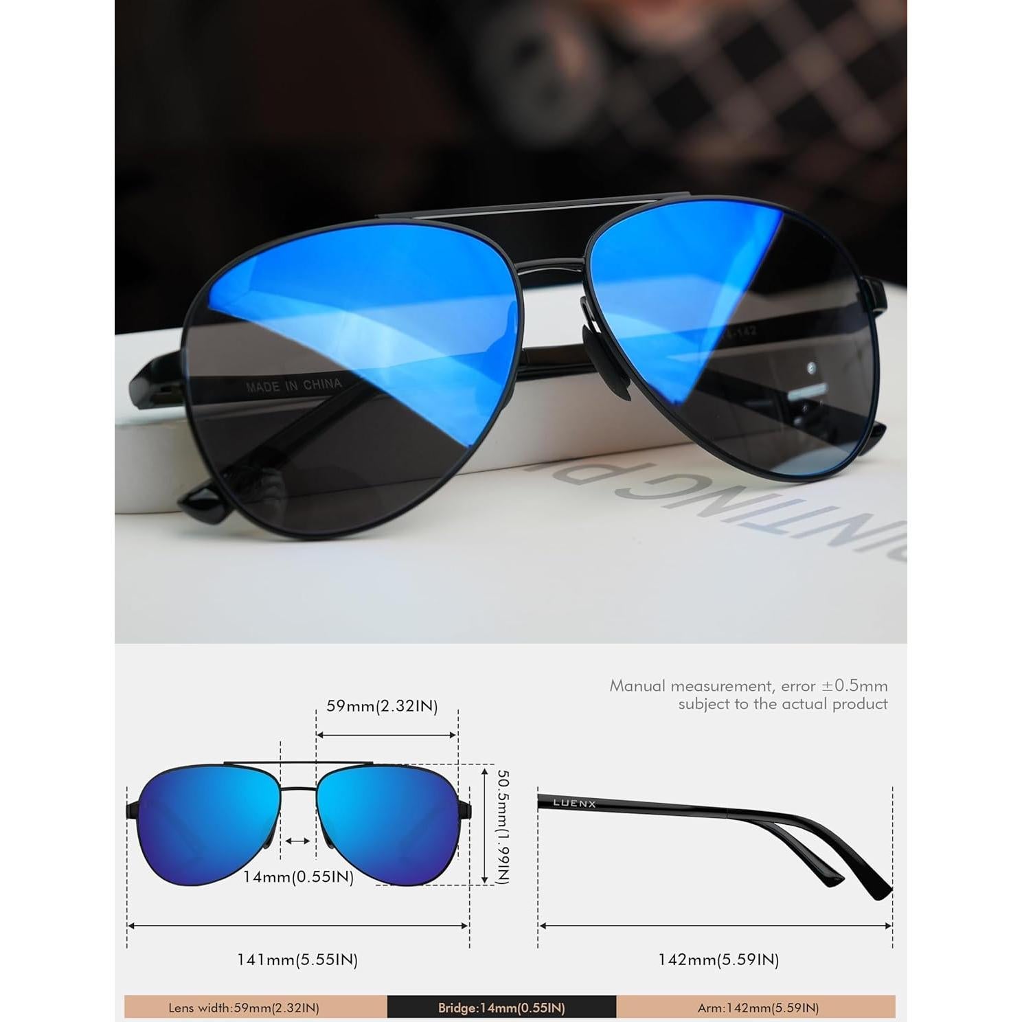 Gafas de sol LUENX Aviador polarizadas UV400 para hombres