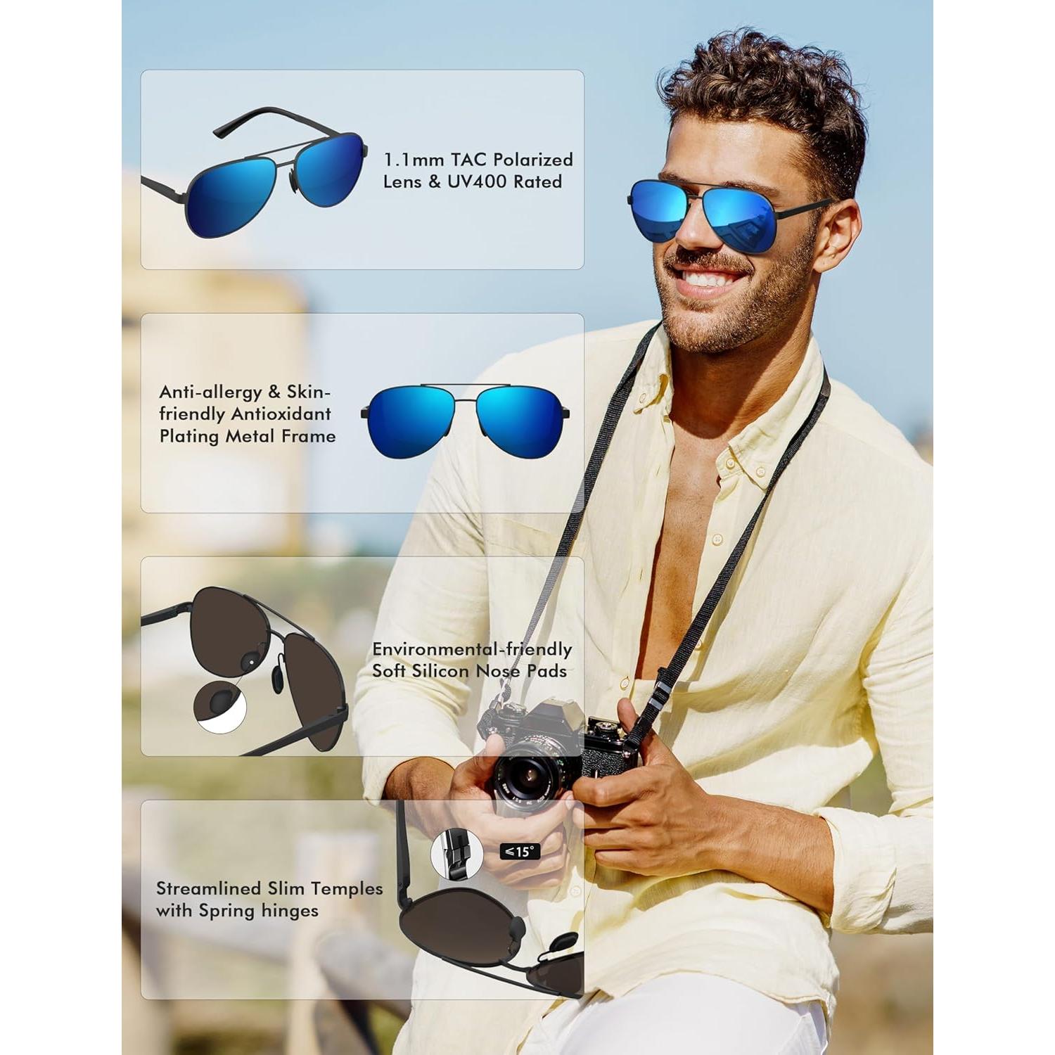 Gafas de sol LUENX Aviador polarizadas UV400 para hombres