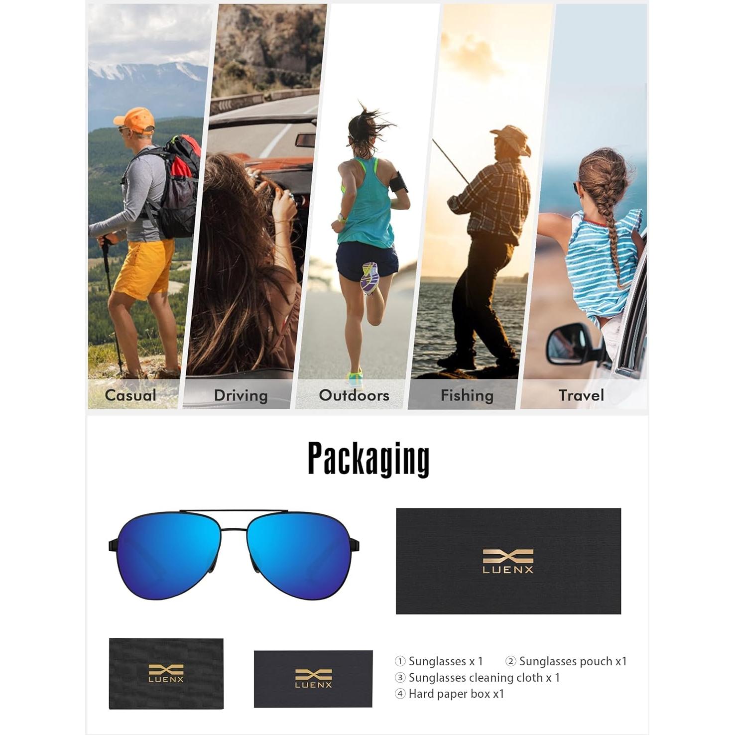 Gafas de sol LUENX Aviador polarizadas UV400 para hombres