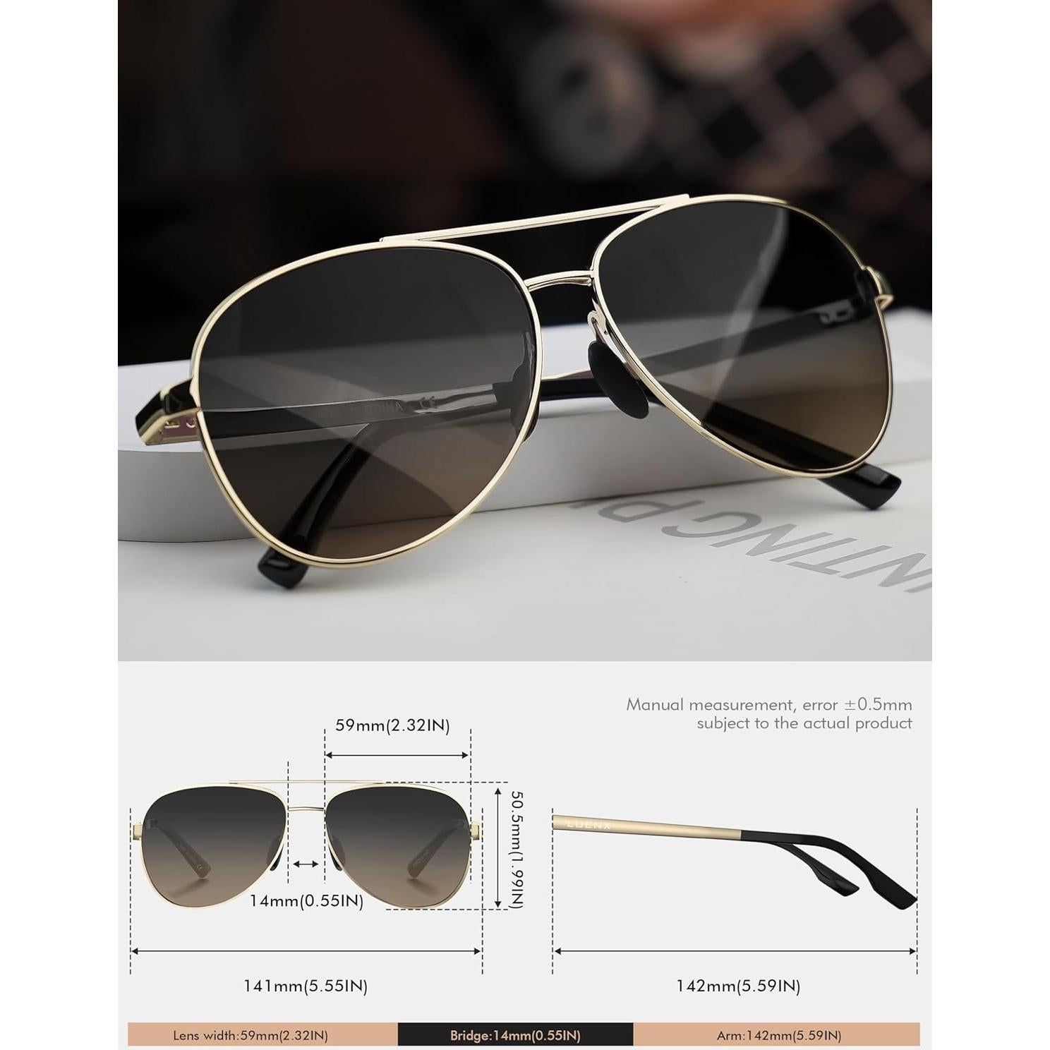 Gafas de sol LUENX Aviador Polarizadas UV400 para Hombres