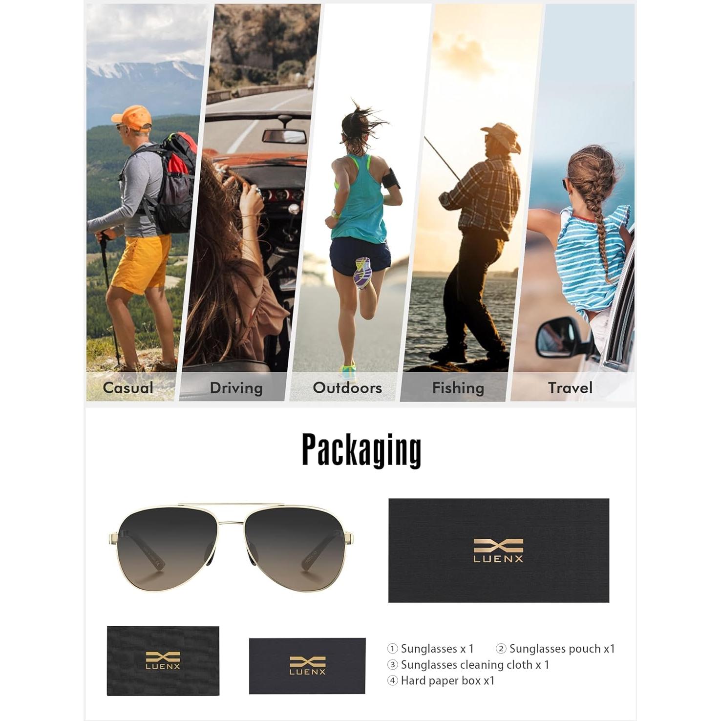 Gafas de sol LUENX Aviador Polarizadas UV400 para Hombres