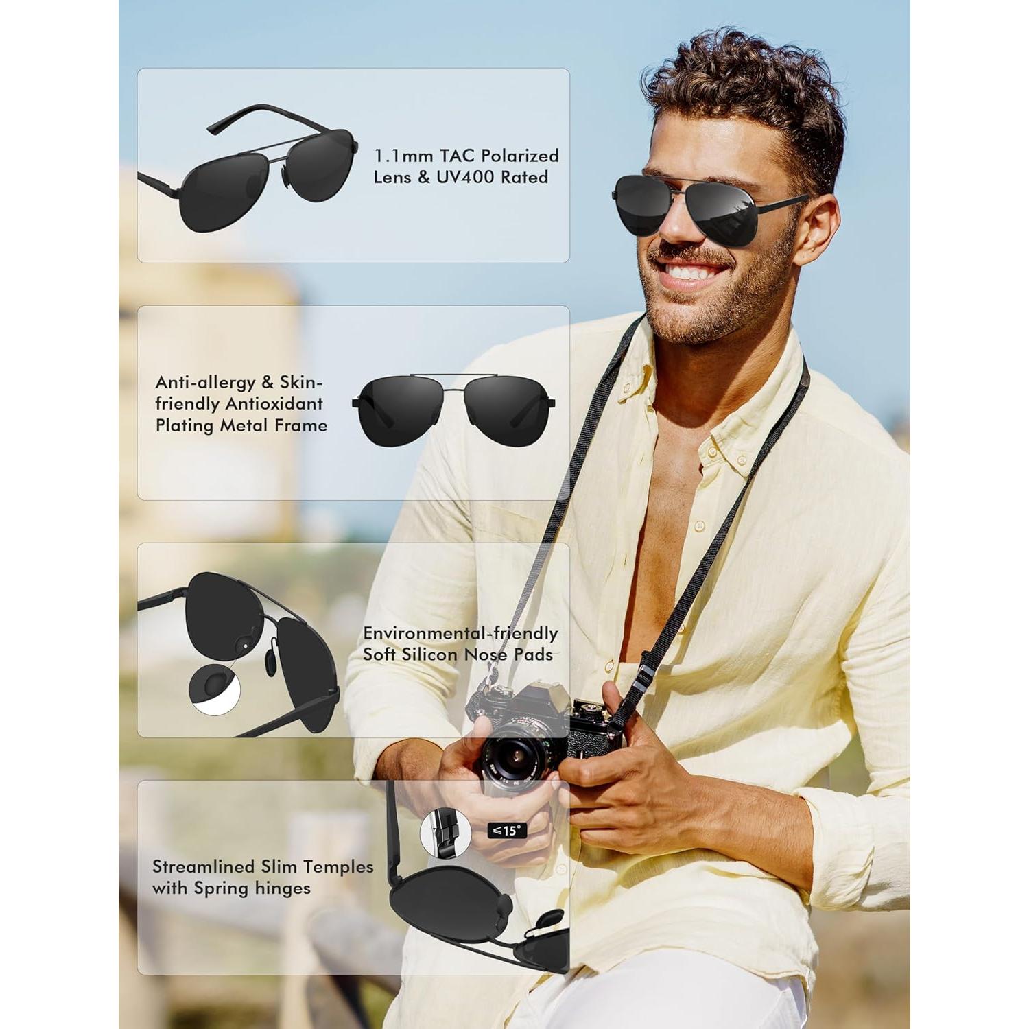 Gafas de sol LUENX Aviador polarizadas UV400 para hombres