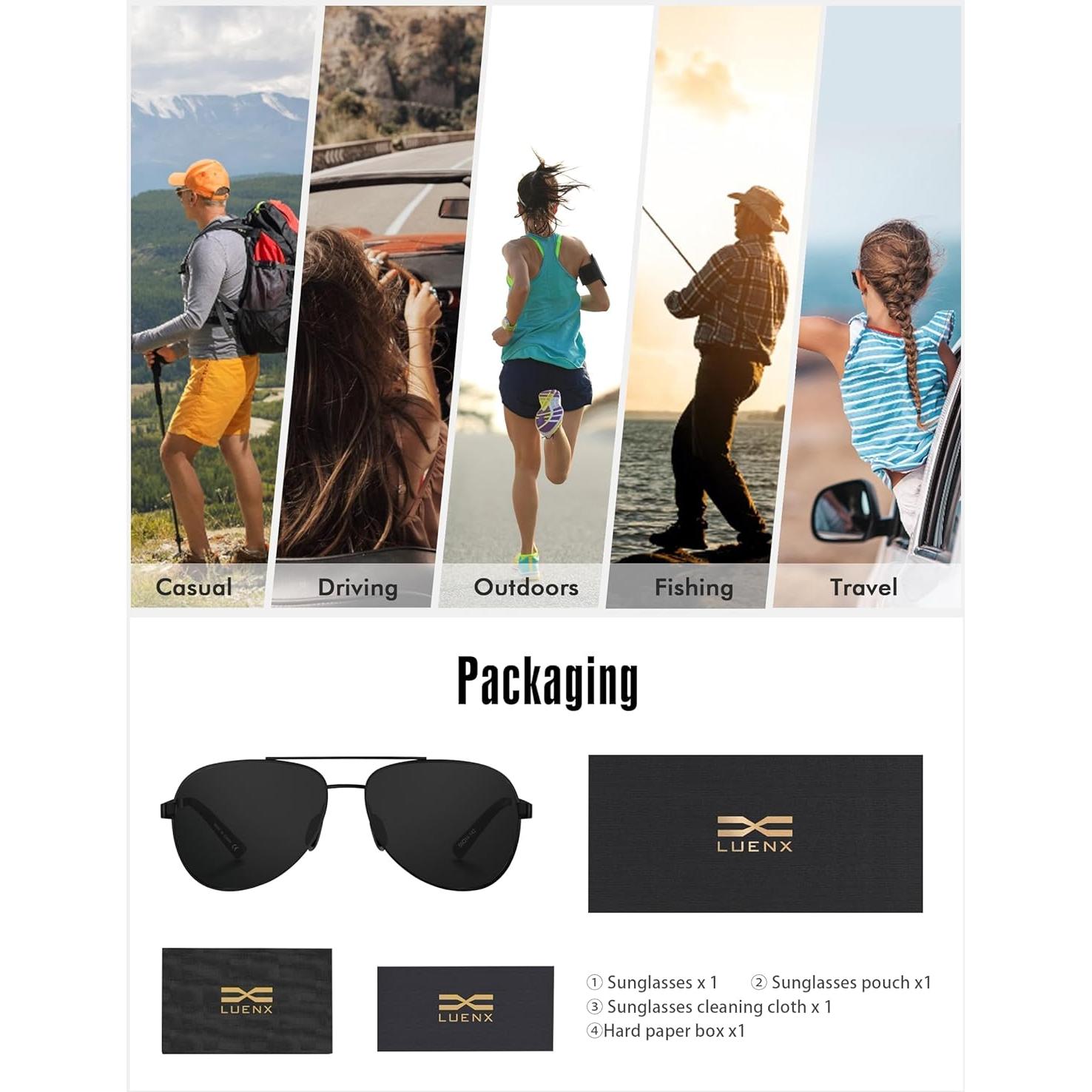 Gafas de sol LUENX Aviador polarizadas UV400 para hombres