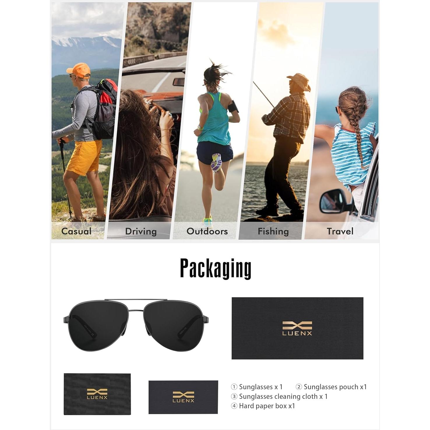 Gafas de sol LUENX Aviador Polarizadas UV400 para Hombres