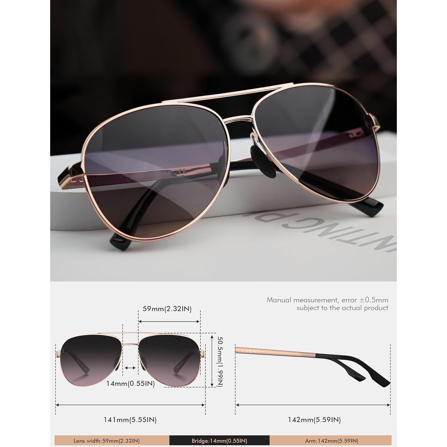 Gafas de sol LUENX Aviador polarizadas UV400 para hombres